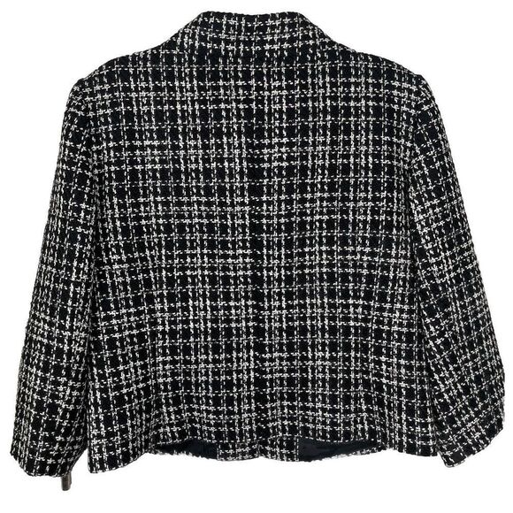 Karl Lagerfeld Paris Black White Tweed Jacket Blazer Women’s Size 16 - Picture 6 of 7